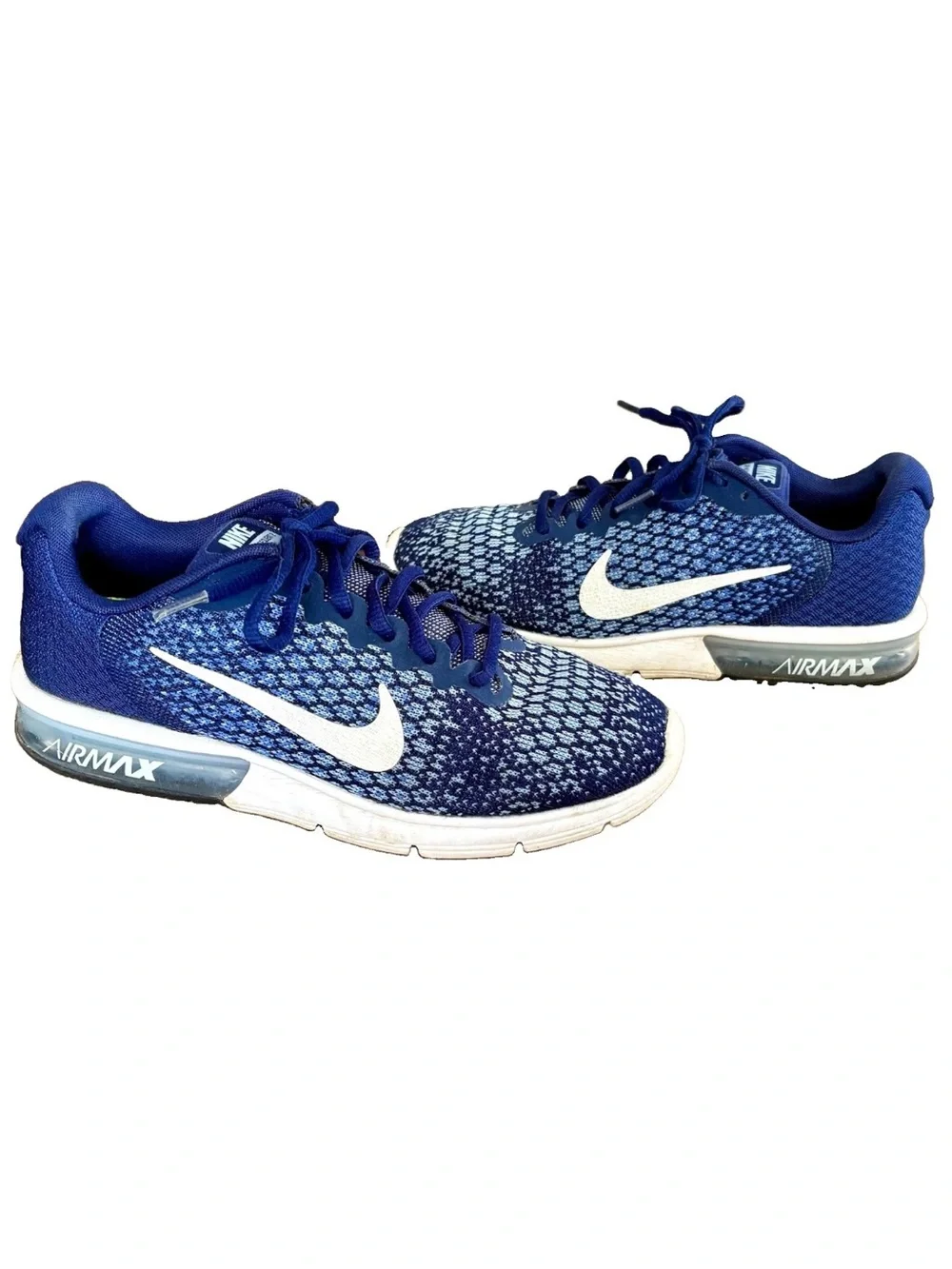 NIKE AIR MAX SEQUENT 2 Running Shoe Blue White Knit Casual 852465-401 WMNS 8.5 - Picture 5 of 16